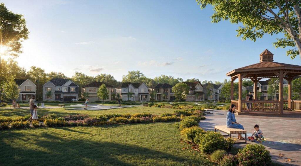 Winding Walk Caledon pre-construction townhomes and single detached homes by Caivan Communities exterior rendering